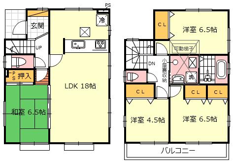 Floor plan. (Building 2), Price 35,800,000 yen, 4LDK, Land area 110.05 sq m , Building area 96.39 sq m