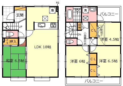 Floor plan. (4 Building), Price 34,300,000 yen, 4LDK, Land area 112.05 sq m , Building area 94.77 sq m