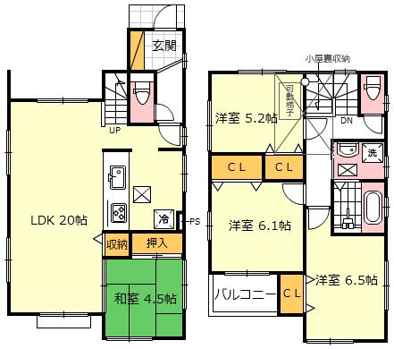 Floor plan. (5 Building), Price 35,800,000 yen, 4LDK, Land area 110.05 sq m , Building area 96.18 sq m