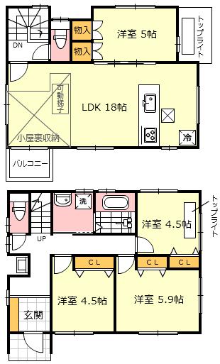 Floor plan. (7 Building), Price 30,800,000 yen, 4LDK, Land area 97.19 sq m , Building area 91.12 sq m