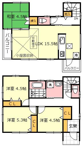 Floor plan. (8 Building), Price 28.8 million yen, 4LDK, Land area 97.19 sq m , Building area 85.45 sq m