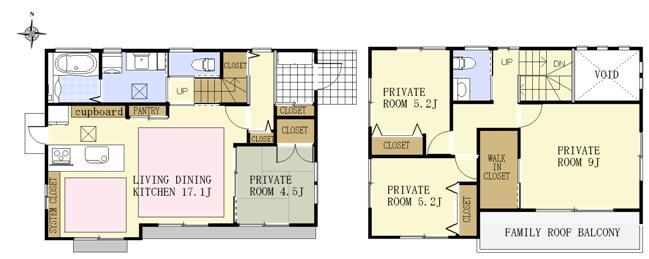 Floor plan. (1 Building), Price 41,800,000 yen, 4LDK, Land area 136.43 sq m , Building area 101.85 sq m