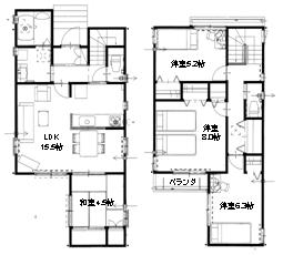 Other building plan example. Building plan example building price 16.5 million yen, Building area 99.36 sq m