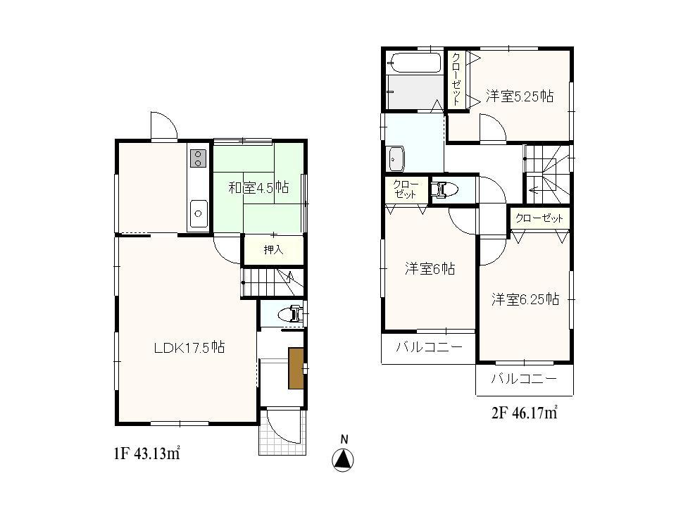 Floor plan. (1 Building), Price 35,800,000 yen, 4LDK, Land area 94.65 sq m , Building area 89.3 sq m