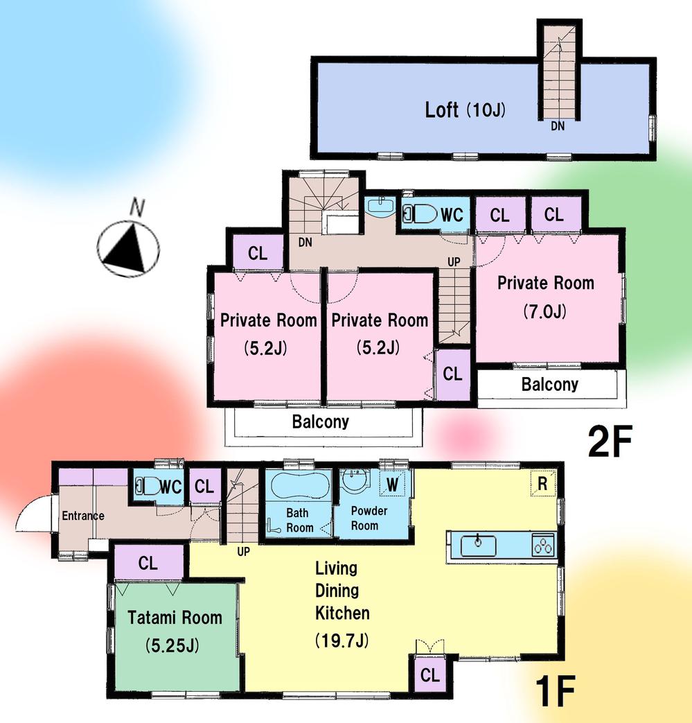 Floor plan. 34,300,000 yen, 4LDK, Land area 159.08 sq m , Building area 104.51 sq m ● 4LDK + 10 Pledge of fixed stairs storage is attractive