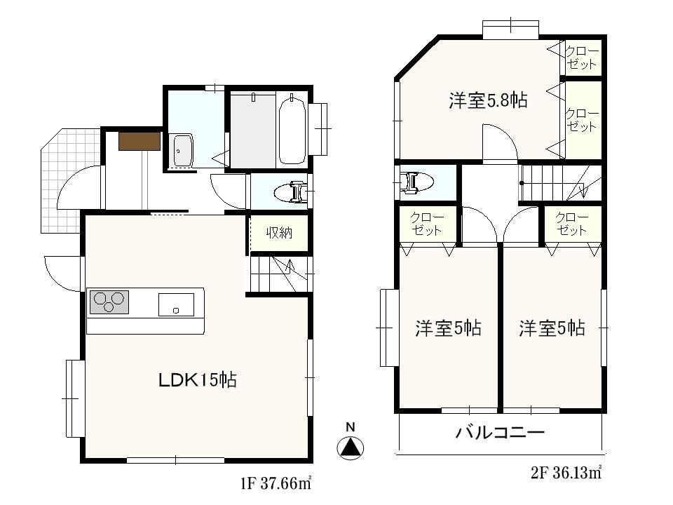 Floor plan. 32,800,000 yen, 3LDK, Land area 74.54 sq m , Building area 73.79 sq m