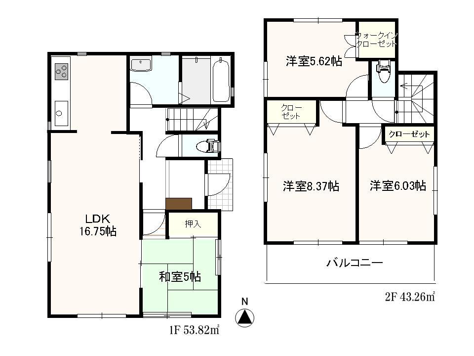 Floor plan. (1 Building), Price 35,800,000 yen, 4LDK+S, Land area 110.2 sq m , Building area 97.08 sq m