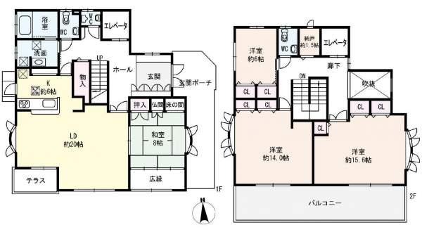 Floor plan. 62 million yen, 4LDK+2S, Land area 334.1 sq m , Building area 202.44 sq m