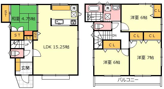 Floor plan. (4 Building), Price 40,800,000 yen, 4LDK, Land area 115.19 sq m , Building area 99.63 sq m