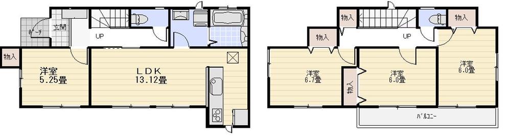 Floor plan. 29,800,000 yen, 4LDK, Land area 107.09 sq m , Building area 89.84 sq m Zenshitsuminami direction ・ Face-to-face kitchen