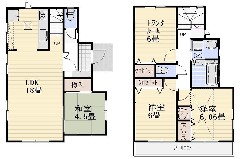 Floor plan. (Building 2), Price 37,800,000 yen, 4LDK, Land area 94.3 sq m , Building area 92.74 sq m