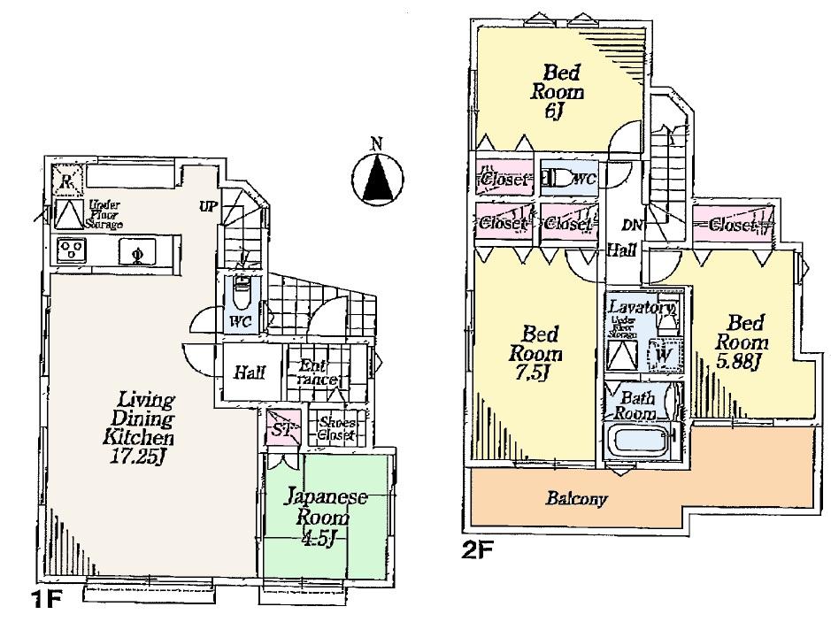 Floor plan. (1 Building), Price 40,800,000 yen, 4LDK, Land area 115.19 sq m , Building area 99.83 sq m
