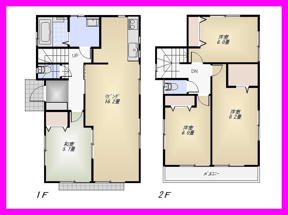 Floor plan. (Building 2), Price 35,800,000 yen, 4LDK, Land area 110.2 sq m , Building area 99.36 sq m