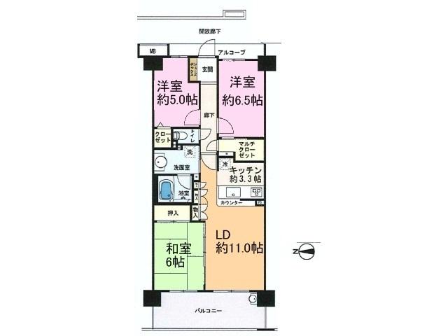 Floor plan. 3LDK, Price 26,900,000 yen, Occupied area 71.91 sq m , Balcony area 12 sq m Tokyo Union Garden View Court floor plan