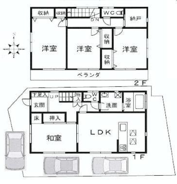 Floor plan. 32,800,000 yen, 4LDK + S (storeroom), Land area 127.95 sq m , Building area 99.36 sq m