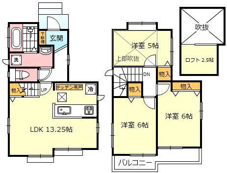 Floor plan. (Building 2), Price 25,800,000 yen, 3LDK, Land area 90.31 sq m , Building area 71.21 sq m