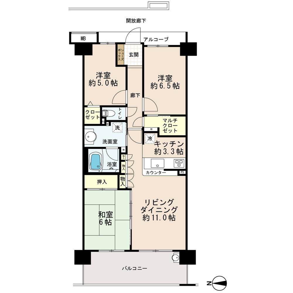 Floor plan. 3LDK, Price 26,900,000 yen, Occupied area 71.91 sq m , Balcony area 12 sq m floor plan
