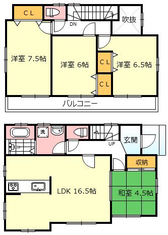 Floor plan. (1 Building), Price 40,800,000 yen, 4LDK, Land area 130.69 sq m , Building area 97.29 sq m