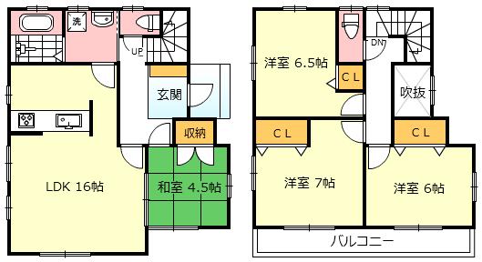 Floor plan. (Building 2), Price 41,800,000 yen, 4LDK, Land area 130.05 sq m , Building area 95.84 sq m