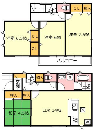 Floor plan. (4 Building), Price 37,800,000 yen, 4LDK, Land area 110.09 sq m , Building area 90.31 sq m