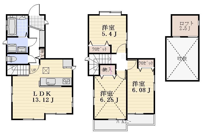 Floor plan. (1 Building), Price 24,800,000 yen, 3LDK, Land area 90.62 sq m , Building area 72.44 sq m