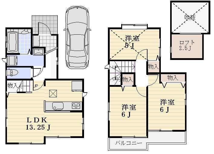 Floor plan. (Building 2), Price 24,800,000 yen, 3LDK, Land area 90.31 sq m , Building area 71.21 sq m