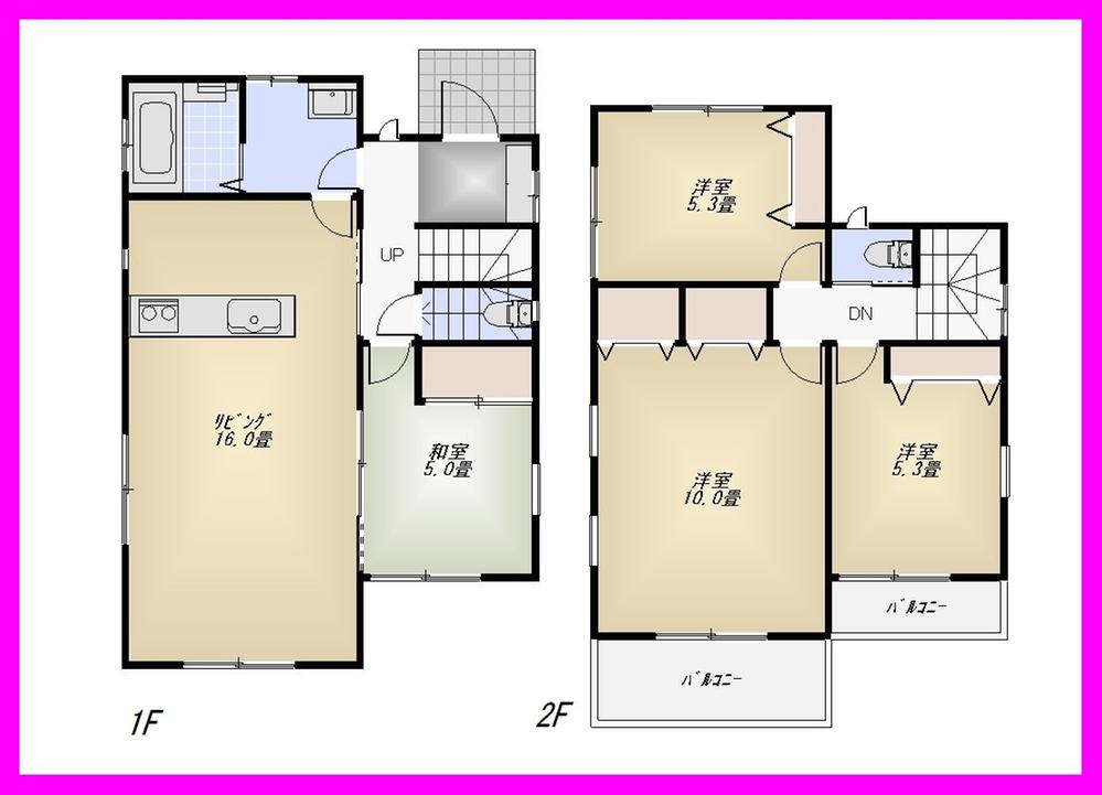 Floor plan. (3 Building), Price 38,800,000 yen, 4LDK, Land area 130.66 sq m , Building area 96.46 sq m