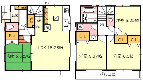 Floor plan. (1 Building), Price 24,800,000 yen, 4LDK, Land area 115.1 sq m , Building area 91.5 sq m