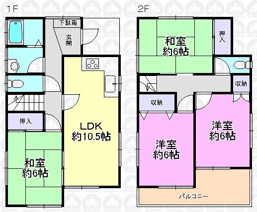 Floor plan. 24,800,000 yen, 4LDK, Land area 96.86 sq m , Building area 84.27 sq m