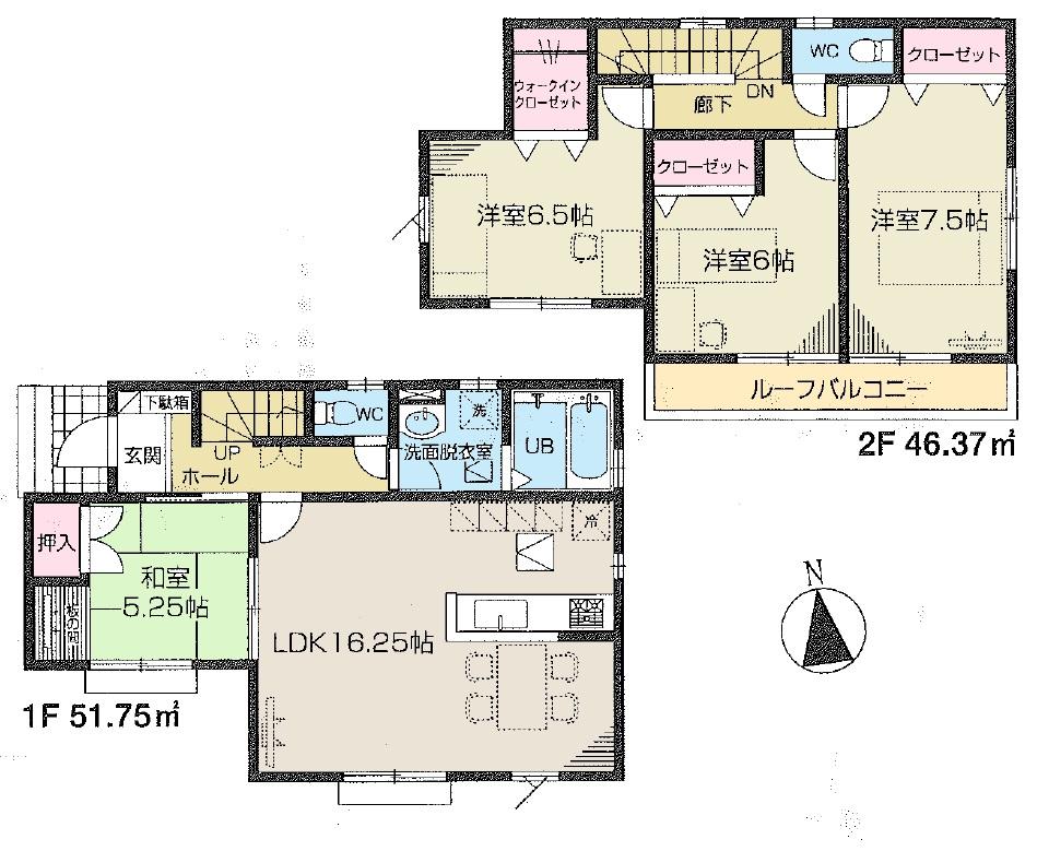 Floor plan. (3 Building), Price 26,800,000 yen, 4LDK, Land area 107.68 sq m , Building area 98.12 sq m