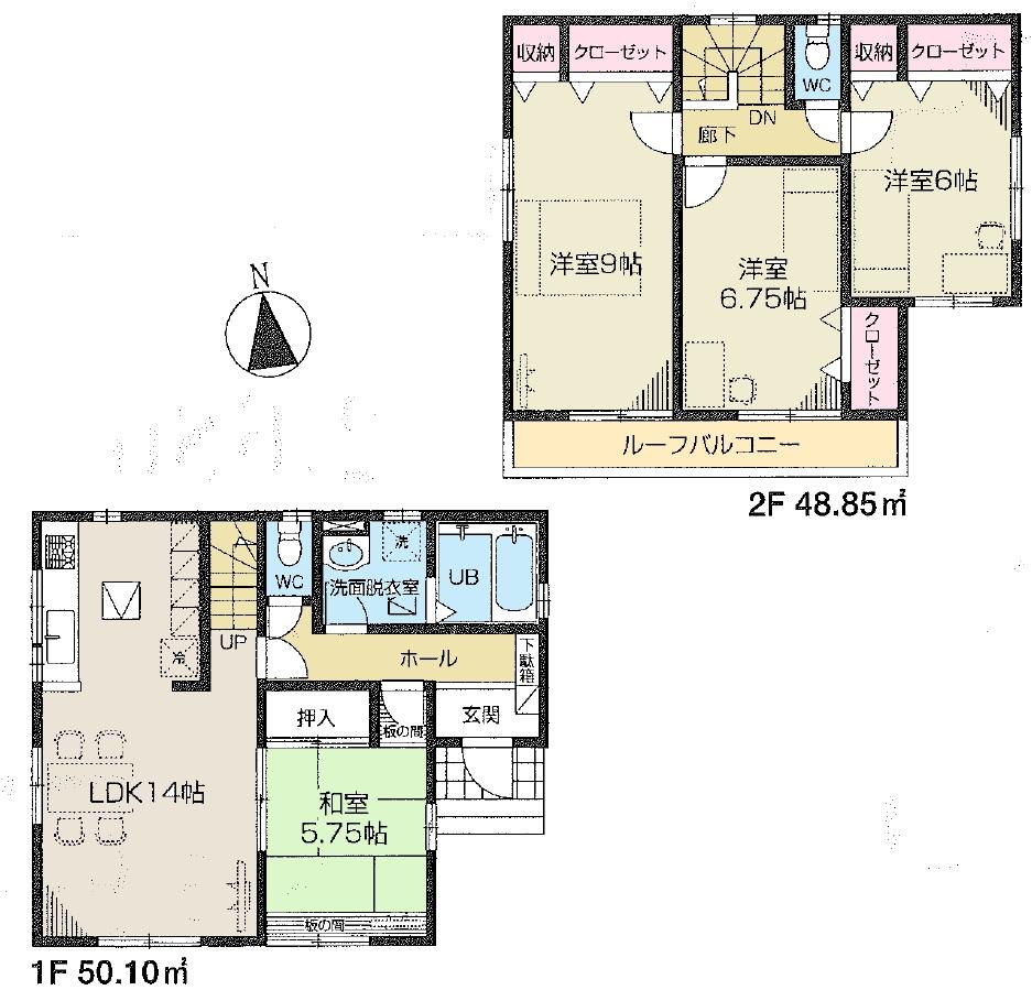 Floor plan. (6 Building), Price 24,800,000 yen, 4LDK, Land area 111.18 sq m , Building area 98.95 sq m