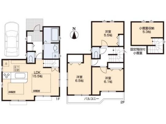 Floor plan. 34,800,000 yen, 3LDK, Land area 103.07 sq m , Building area 80.97 sq m floor plan