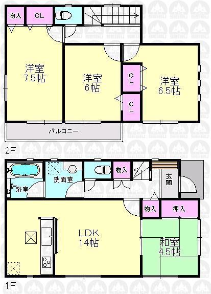 Floor plan. (3 Building), Price 36,800,000 yen, 4LDK, Land area 128.2 sq m , Building area 90.31 sq m