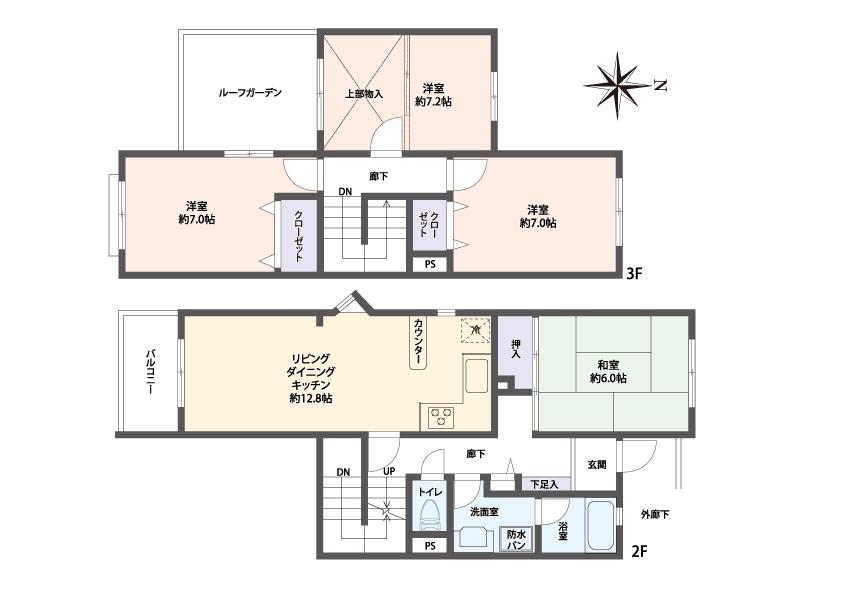 Floor plan. 4LDK, Price 15.8 million yen, Occupied area 96.61 sq m , Balcony area 3.97 sq m