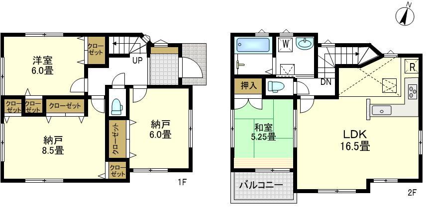 Floor plan. 36,800,000 yen, 4LDK, Land area 115 sq m , Floor plan of the living and the Japanese-style characterized by the building area 96.38 sq m 2 floor