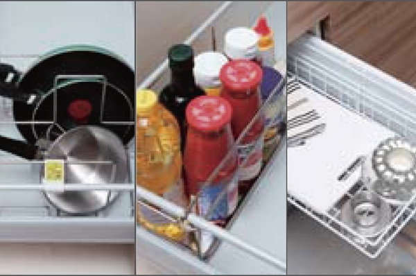 Kitchen storage free of charge select (same specifications photo) Left: frying pan stand in: seasoning rack right: bottom plate stainless paste, Side shelf