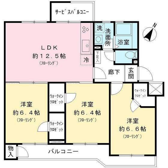 Floor plan. 3LDK, Price 17.8 million yen, Occupied area 69.45 sq m , Balcony area 10.35 sq m