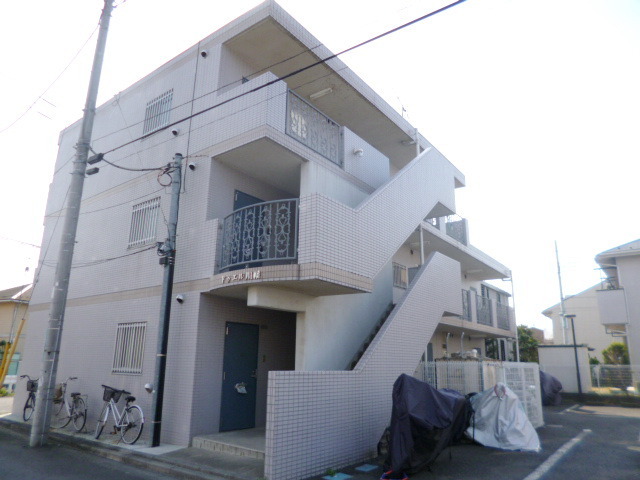 Building appearance. The river is flowing near