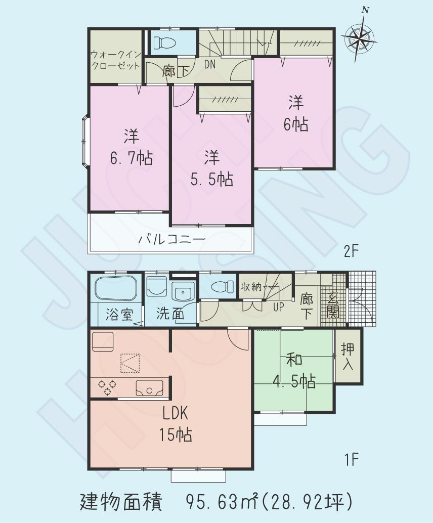 Floor plan. (1 Building), Price 40,600,000 yen, 4LDK, Land area 126.17 sq m , Building area 95.63 sq m