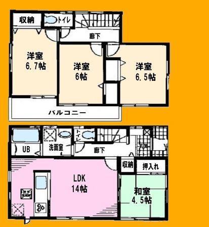 Floor plan. 39,800,000 yen, 4LDK, Land area 101.03 sq m , Building area 91.49 sq m floor plan