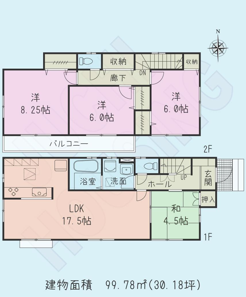 Floor plan. (5 Building), Price 45,800,000 yen, 4LDK, Land area 134.71 sq m , Building area 99.78 sq m