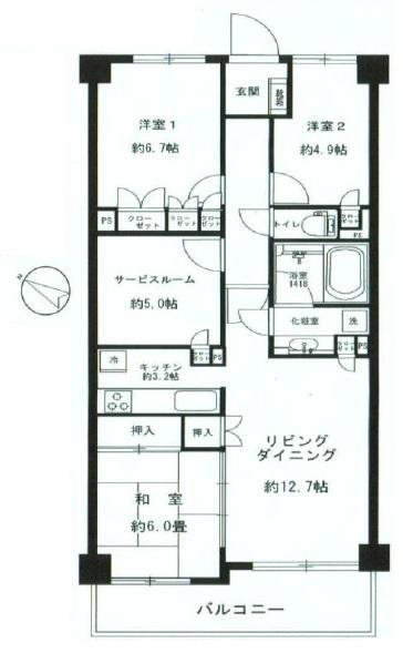 Floor plan. 3LDK+S, Price 19,800,000 yen, Occupied area 82.94 sq m , Balcony area 8.98 sq m