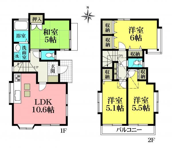 Floor plan. 17.8 million yen, 4LDK, Land area 94.46 sq m , Building area 74.51 sq m