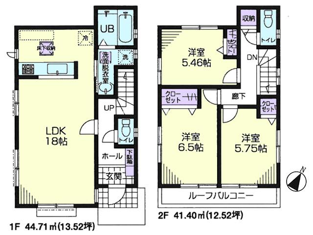 Floor plan. (3 Building), Price 36,800,000 yen, 3LDK, Land area 110.08 sq m , Building area 86.11 sq m