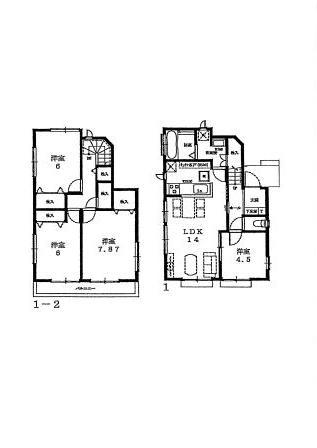 Floor plan. (1 Building), Price 26,800,000 yen, 4LDK, Land area 114.03 sq m , Building area 91.08 sq m