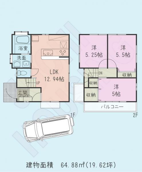 Floor plan. 20,900,000 yen, 3LDK, Land area 81.12 sq m , Building area 64.88 sq m