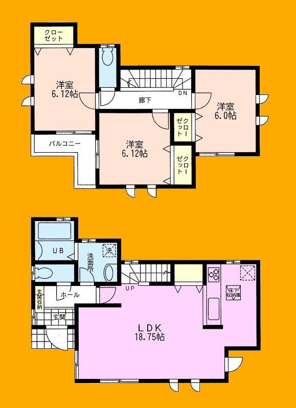 Floor plan. Price 39,800,000 yen, 3LDK, Land area 120.94 sq m , Building area 87.96 sq m