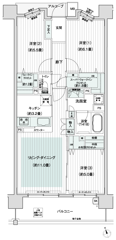 Floor: 3LDK + SWIC + WIC + FC, the occupied area: 71.99 sq m, Price: 32,980,000 yen, now on sale