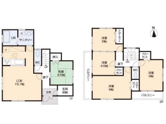 Floor plan. 36,800,000 yen, 5LDK, Land area 130.3 sq m , Building area 103.5 sq m floor plan