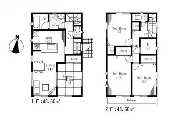Floor plan. 42,800,000 yen, 4LDK, Land area 125.59 sq m , Building area 97.2 sq m